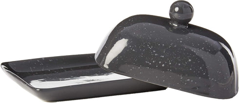 Boston Warehouse Speckleware Butter Dish with Lid, Charcoal...