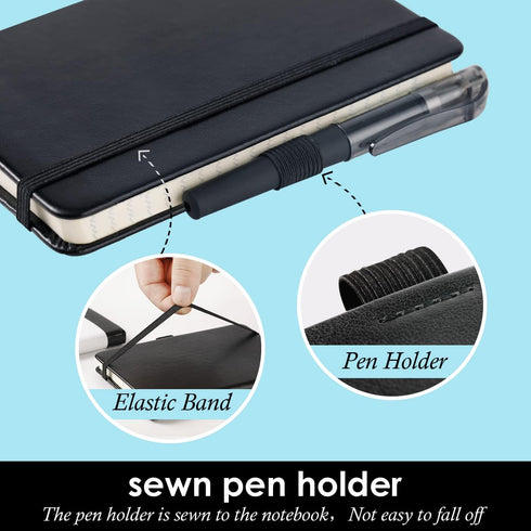 (3 Pack) Pocket Notebook Journal, Hardcover Small Mini Notebooks with Pens for Work, 3.7" x 5.7" A6 Notebook College Ruled with 100Gsm Premium Thi...