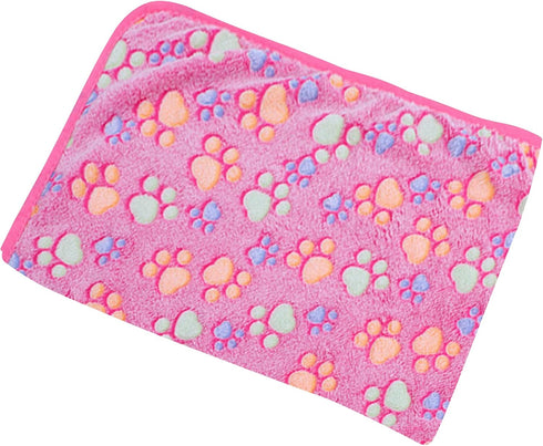 Pet Blanket Soft Fluffy Fleece Pet Mat Doggy Flannel Blanket Dog Cat Cute Paw Print Pet Blankets Pink Paw Medium(30''*20'')...