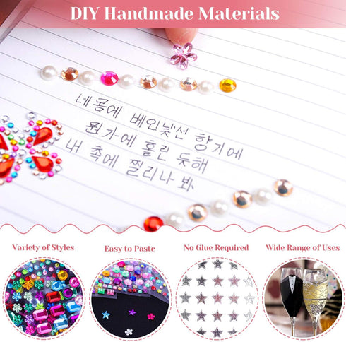 Self Adhesive Rhinestones, Cridoz 735Pcs Craft Gems Self Adhesive Jewels Stickers Crystal Jewels and Gems for Crafts (12 Sheets Assorted Shapes an...