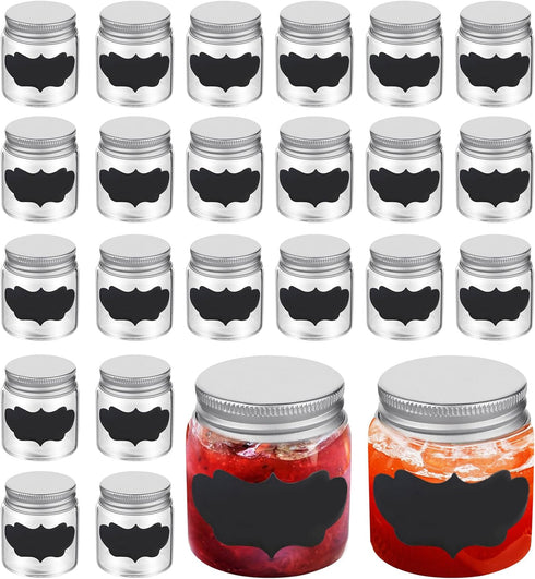 1.7oz Mini Mason Jars with Lids, 24 Pack Small Glass Bottles with Cap and 24 Pcs Labels, Round Clear Jars Food Container Mini Spice Jars for Jam, ...