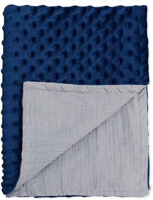 BlueSnail Minky Blanket with Musliin for Boys and Girls (Navy+Gray, 30W x 40L)...