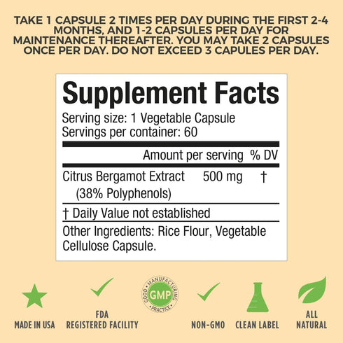 NewLife Naturals Citrus Bergamot Supplements 500 MG for Cholesterol Support- Cholesterol Supplement - 120 Veggie Capsules...