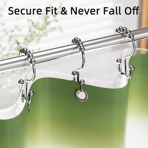 Amazer Shower Curtain Rings, Rust-Resistant Metal Double Shower Hooks for Curtain Rolling Shower Curtain Hooks Rings Shower Rings for Bathroom Sho...