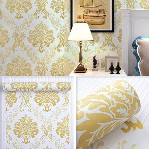 Lependor Damask Peel and Stick Wallpaper Removable Printed Stick Wall Paper Decorative Self Adhesive Shelf Drawer Liner Roll - 17.71" X 393" - 48....