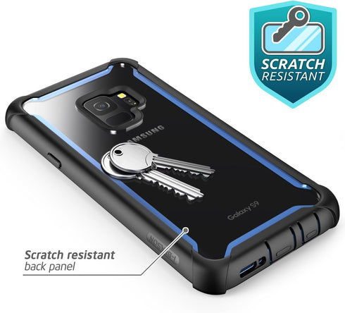 i-Blason Case for Galaxy S9 2018 Release, Ares Full-body Rugged Clear Bumper Case with Built-in Screen Protector (Black/Blue)...