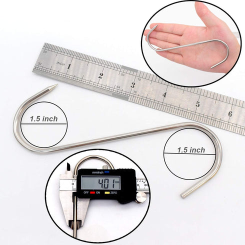 Meat Hooks 6 Inch 4mm S-Hook Stainless Steel Meat Processing Butcher Hook Pot Hooks (6 Inch)...