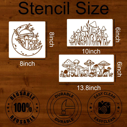 Mushrooms Stencils for Crafts Flower Stencils Wildflower Stencils Reusable Mushroom Stencil Drawing Templates for Painting on Wood Fabric Wall Art...