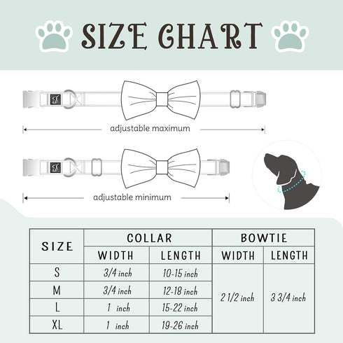 Ultra Joys Dog Collar with Bowtie - Soft Comfortable Cotton Fabric with Durable Metal Buckle in Boho Aztec Design - Small Size Collar with Removab...