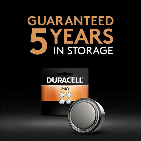 Duracell 76A 1.5V Alkaline Batteries, 4 Count Pack, 76A 1.5 Volt Battery, equivalent to LR44, A76, PX76A, V136A, AG13, and L1154 battery types...