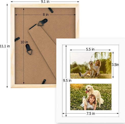 Golden State Art, 8x10 White Photo Wood Collage Frame with Tempered Glass and White Mat Displays (2) 4x6 Pictures...