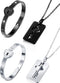 Hicarer 2 Sets Couple Heart Charm Lock Bracelet and Key Necklace Lock Matching Bangle Titanium Steel Couples Jewelry Set for Valentine's Day Weddi...