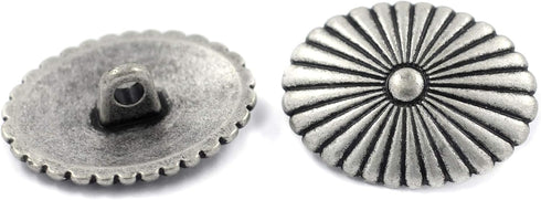 Bezelry 12 Pieces Oval Cactus Flower Metal Shank Buttons. 24mm X 19mm (Antique Silver)...