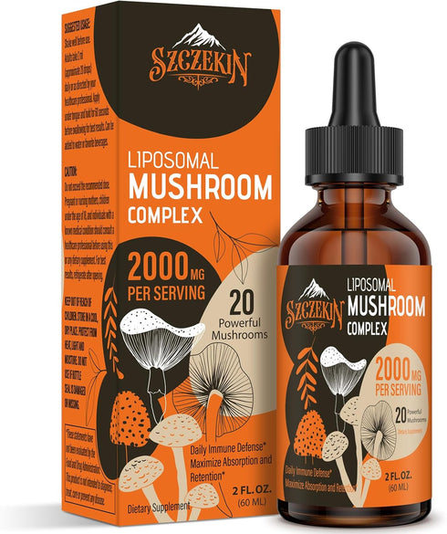 Liposomal Mushroom Complex Drops 2000 MG - 20 Organic Mushroom Extracts - Advanced Liquid Formula for Immunity, Cognitive and Memory - Lions Mane ...