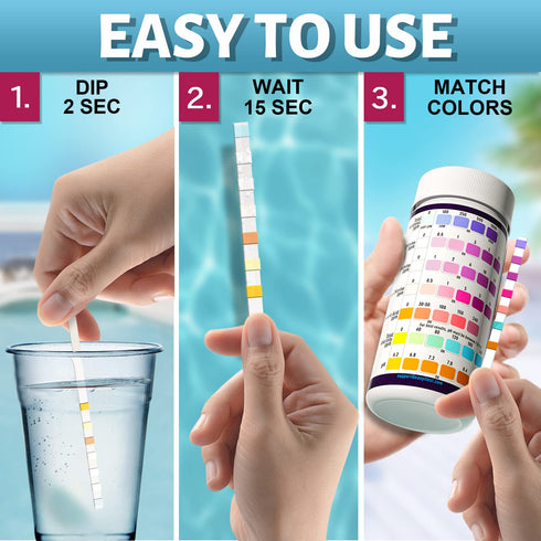 EASYTEST 7-Way Pool Test Strips, 150 Strips Water Chemical Testing for Hot tub and Spa, Accurate Test Bromine, Total Alkalinity, pH, Free Chlorine...