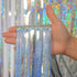 Melsan Foil Curtain, 2 Pack 3.2 ft x 8.2 ft Silver Tinsel Foil Fringe Curtains Backdrop, Sparkle Metallic Foil Curtains for Independence Disco Bac...