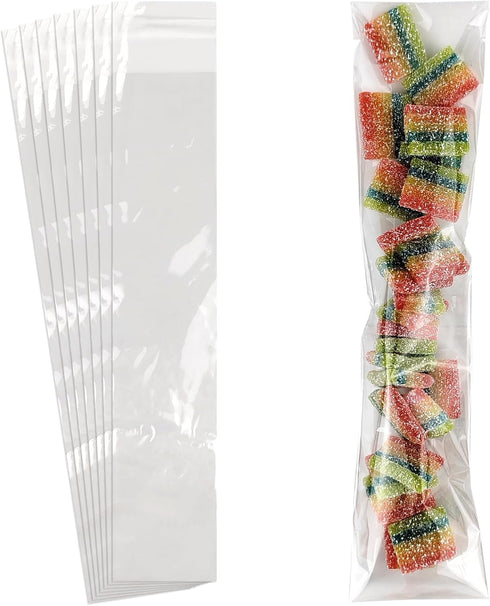 100 Pcs Cellophane Bags, 2x10 Inches Self Sealing Treats Bags, Pretzels Individual Bags, Clear Cellophane Bags for Pretzel Rods Candies Snacks Coo...