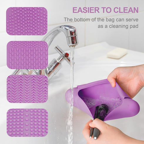 Silicone Makeup Brush Holder Travel Cosmetic Brush Bag Breathable Cosmetic Brush Bag Cosmetic Organizer Anti-fall Off Magnetic Closure Cosmetic Br...