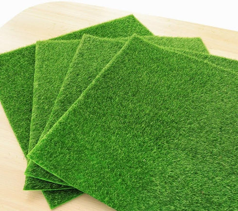 4 Packs Fake Grass for Crafts Artificial Garden Grass for Dollhouse 6 X 6 Inches Miniature Ornament Garden Dollhouse DIY Grass...