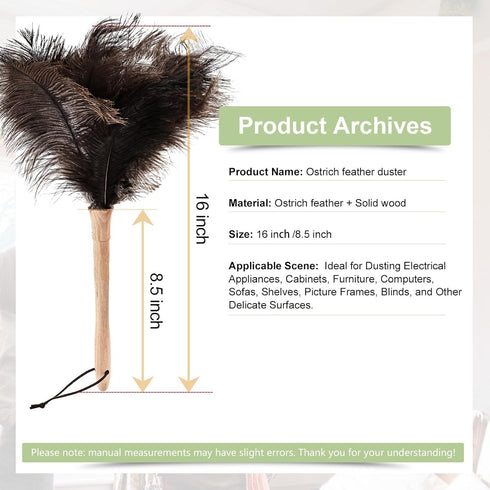 Ostrich Feather Duster, 16-Inch, Indulge in Effortless Elegance with Premium Reusable Design for Thorough, Eco-Friendly Cleaning of Delicate Items...