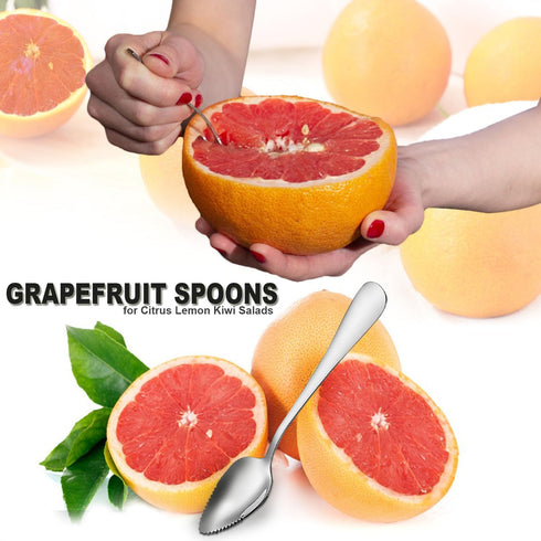 Grapefruit Spoons Serrated Edge Stainless Steel Fruit Knife Grapefruit Utensils Tool Dessert Spoons for Citrus Lemon Kiwi Salads Melon Lime Pitaya...