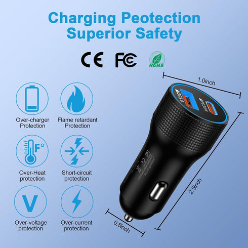 Car Charger USB C 48W for iPhone 15 Pro Max Cigarette Lighter Adapter, Samsung Galaxy A15 5G S24 S23 S22 Ultra A55 Android Phone, Google Pixel 8a ...