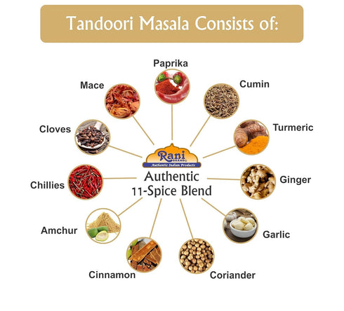Rani Tandoori Masala (Natural, No Colors Added) Indian 11-Spice Blend 3oz (85g) PET Jar ~ Salt Free | Vegan | Gluten Friendly | NON-GMO | Kosher |...