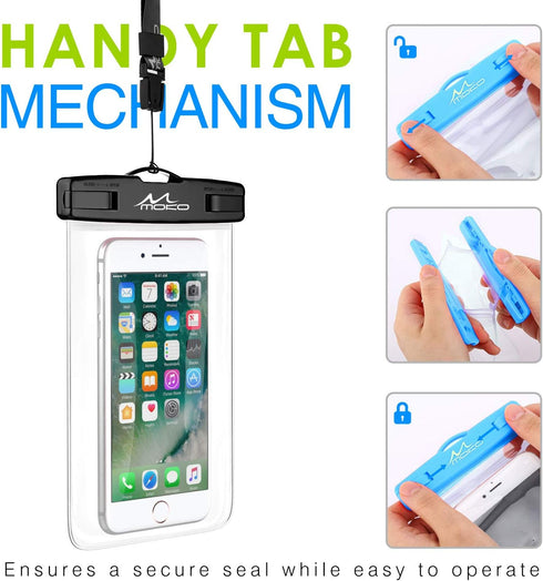 MoKo Waterproof Phone Pouch 2Pack, Underwater Phone Case Dry Bag with Lanyard Compatible with iPhone 14 13 12 11 Pro Max X/Xr/Xs Max/SE 3, Galaxy ...