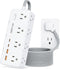 Power Strip Surge Protector, 5FT Braided Extension Cord with Multiple Outlets-8 AC Outlets 4 USB Ports (2 USB C), Flag Plug Charging Station, 1700...