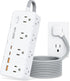 Power Strip Surge Protector, 5FT Braided Extension Cord with Multiple Outlets-8 AC Outlets 4 USB Ports (2 USB C), Flag Plug Charging Station, 1700...