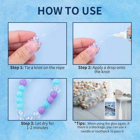 100g Professional Bracelet Elastic String Knot Fixing Drip, Clear Bracelet Glue, Keep Stretchy Bracelet String Stay Perfectly Tied for Clay Beads,...