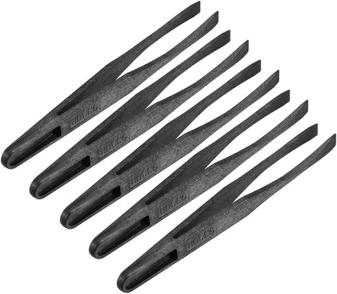 uxcell Plastic Anti-static Tweezers, Precision Flat Tip for Jewelry Craft DIY Beauty Electronics Repair Tool Black 5 Pcs...