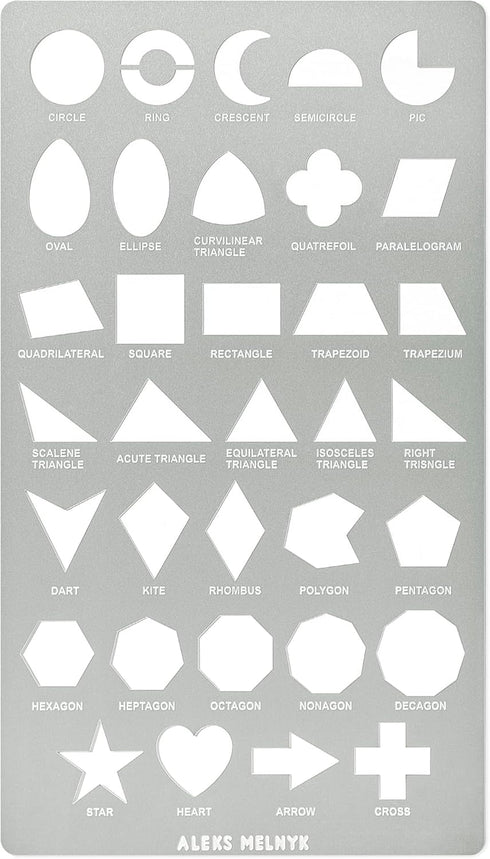 Aleks Melnyk No.414 Metal Stencil, Geometric Shapes with Definition, Small Stencil, 1 PC, Template for Wood Burning, Engraving, Crafting, Scrapboo...