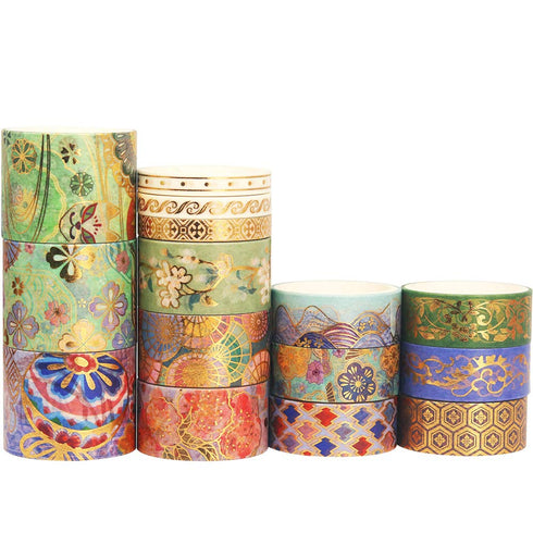 YUBBAEX Splendid Gold Washi Tape Set Embroidery Pattern Foil Decorative Tapes for Arts, DIY Crafts, Journal Supplies, Planners, Scrapbook, Card/Gi...