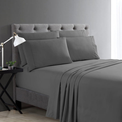 Home Collection Micro Caress Luxurious Sheet Set, 90 GSM 4 -Piece Full Size with 2 Additional Pillowcase, Gray Color...