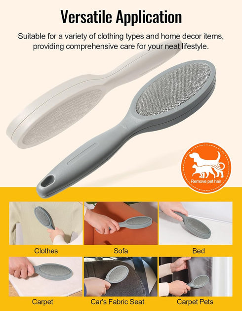 Lint Brush Pet Hair Remover for Clothes, Couches - 2 Pack, Dual Side, Gray...