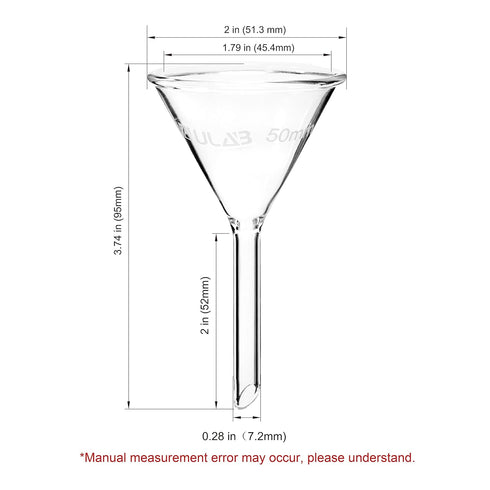 ULAB Scientific Glass Funnel Set, 1 of Each Size 50mm 75mm 100mm with Approx. 60° Angle, Short stem, UGF1009...