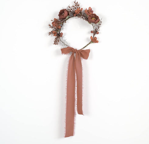 MEEDEE Rust Chiffon Ribbon 2 Inch Frayed Ribbon Fringe Chiffon Ribbon Rust Ribbon for Crafts Silk Chiffon Ribbon for Gift Wrapping Wedding Invitat...