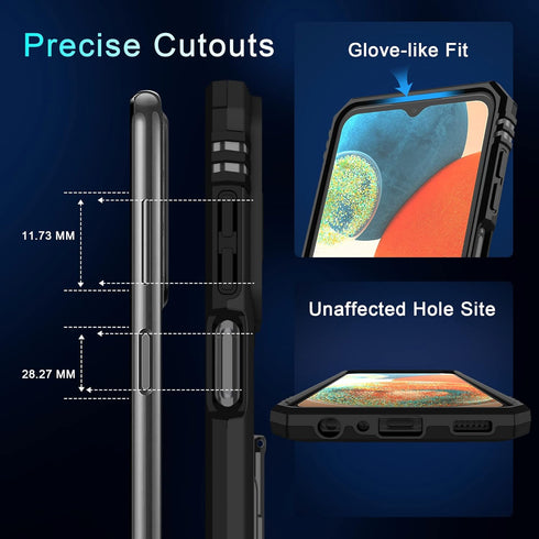 DEERLAMN for Samsung Galaxy A23 5G/4G Case with Slide Camera Cover+Screen Protector,Rotated Ring Kickstand Military Grade Shockproof Protective Co...