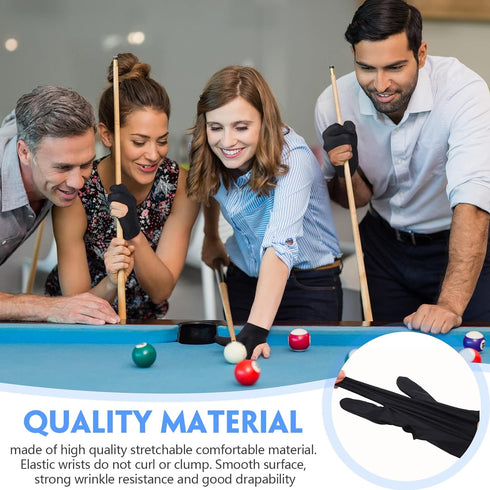 Breathable Pool Gloves Nylon Billiards Gloves Pool Left Right Hand Gloves Universal 3 Fingers Cue Gloves Shooter Cue Sports Gloves for Women Men I...