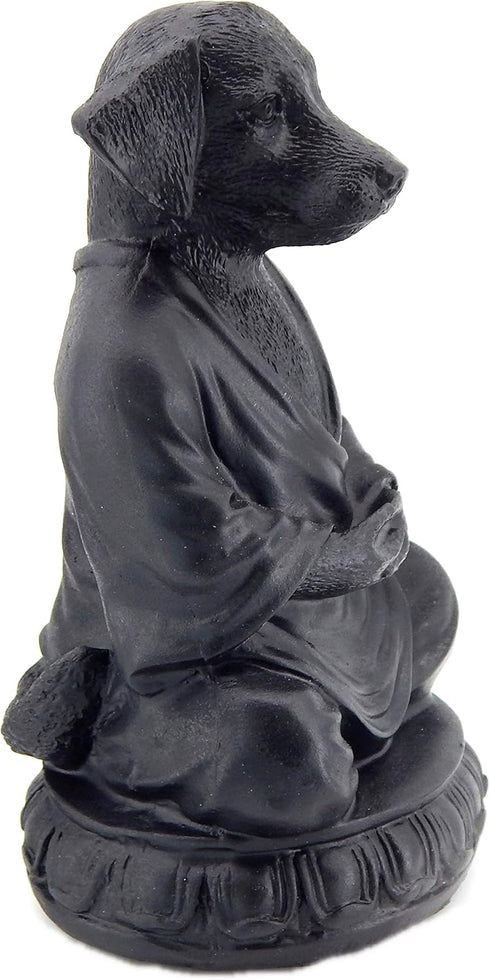 Bellaa 29608 Meditating Dog Statue Cute Zen Buddha Yoga Pose Monk Namaste Mindfulness Tranquility Peacefulness Indoor Living Room Decor Outdoor Fa...