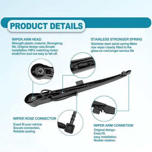 15277756 Rear Window Wiper Arm Blade Set Compatible with Cadillac Escalade, Gmc Yukon, Chevrolet Tahoe Suburb-2007-2013, Replacement Back Windshie...