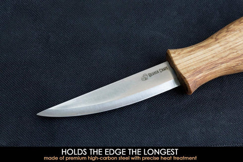 BeaverCraft Wood Carving Knife for Whittling Sloyd Knife C4 3.14" Wood Whittling Knife for Roughing Wood Carving Chisel Knife for Beginners and Pr...