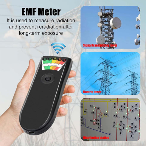 EMF Meter, Handheld LED EMF Magnetic Field Ghost Hunting, Paranormal Equipment Tester 50Hz-20,000Hz Black for Home, Office & Outdoor Inspections...