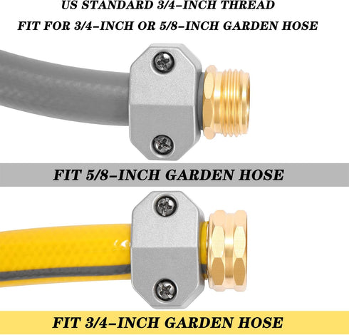 Zinc and Aluminum Male and Female Coupling, Fits All 5/8-Inch and 3/4-Inch Garden Hose Repair Fitting, 2 Pack(Female & Male)...