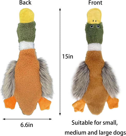 No Stuffing Dog Toys 3 Pack, Squeaky Dog Toys for Large Dogs, Plush Toys for Aggressive Chewers, Indestructible Crinkle Paper Duck Dog Toy, Puppy ...