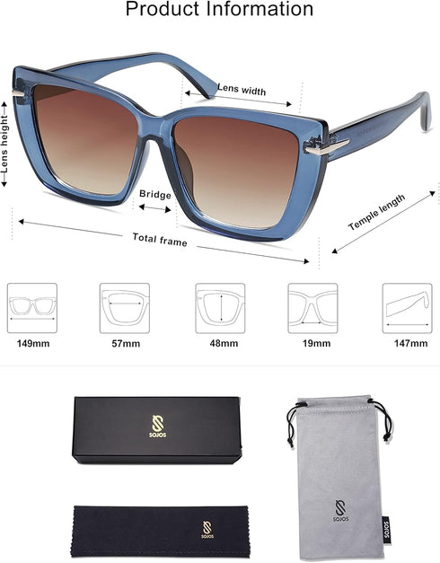 SOJOS Large Oversized Cat Eye Sunglasses for Women 70s Retro Trendy Designer Shades SJ2231...