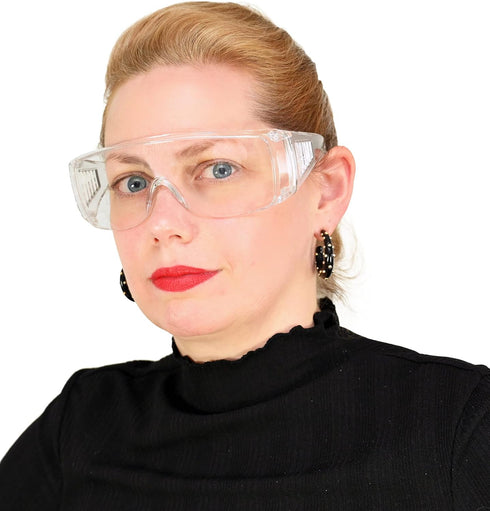 HOME-X Anti-Fog Safety Glasses with Protective Edges for Debris, Clear Safety Glasses for Construction, Shooting, or Outdoor Protection, 6" L x 5 ...