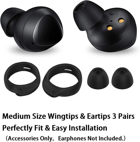 JNSA 12 PCS Medium Size Wingtips and Ear Tips Compatible with Galaxy Buds Plus/Compatible with Galaxy Buds,3 Pairs Silicone Cover Eartips and 3 Pa...