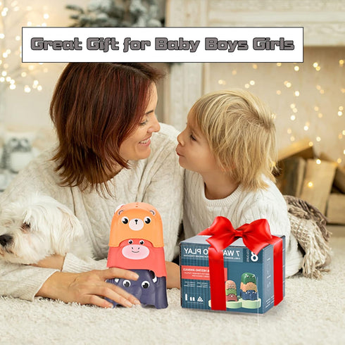 Animal Stacking Cups Bath Toys for Toddlers, 8PCS Nesting Cups Set for Boys & Girls 1-3, Montessori Toys for Toddlers 6-12 Months Play for Indoor/...